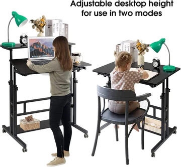 Convenient Home Office Solution - SIDUCAL Mobile Stand Up Laptop Desk. ADJUSTABLE HEIGHT & EASY MOVE - The height of the portable laptop desk can be adjusted from 26.3"-45.3". ERGONOMICS COMPUTER OFFICE DESK - Changing between sitting and standing