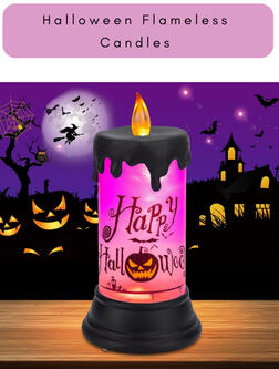 Halloween decorations - flameless candles are designed with LED flickering style. 4.3" diameter with 8.5" height . 6 Hours Timer. #halloween #halloweencandle #spookycandle #hallohalloween #halloweeninspiration #happyhalloween